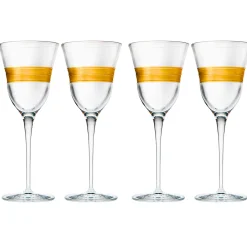Wine & Champagne|Godinger Abruzzo Gold Banded Wine Glass, Set of 4