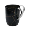Wash Cups|Godinger Abstract Lines Black & Gold Marble Wash Cup