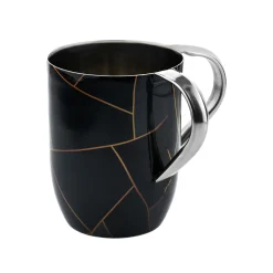 Wash Cups|Godinger Abstract Lines Black & Gold Marble Wash Cup