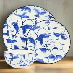 Fine Dinnerware|Godinger Arleigh Porcelain 12 Piece Dinnerware Set, Service For 4