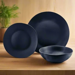 Everyday Dinnerware|Godinger Aspero Black Stoneware 12 Piece Dinnerware Set, Service For 4