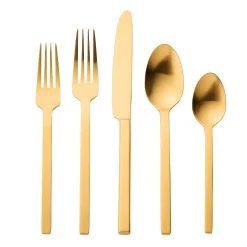 Flatware Sets|Godinger Atlas Matte Gold 18/0 Stainless Steel 20 Piece Flatware Set, Service For 4