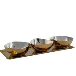 Serving Trays|Godinger Auburn Gold Serving Tray & Appetizer Bowls