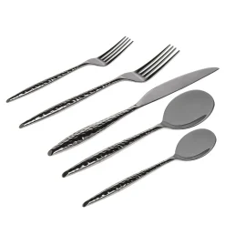 Flatware Sets|Godinger Avellino Graphite 18/10 Stainless Steel 20 Piece Flatware Set, Service For 4
