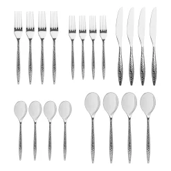 Flatware Sets|Godinger Avellino Mirrored 18/10 Stainless Steel 20 Piece Flatware Set, Service For 4