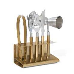 Barware Sets|Godinger Aztec Gold 9 Piece Bar Tool Set