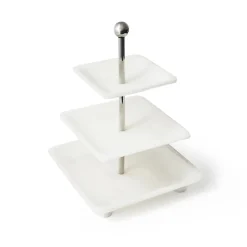 Specialty Serving|Godinger Azure Matte White Three Tiered Serving Stand