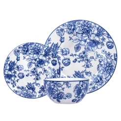 Everyday Dinnerware|Godinger Banbury Blue Porcelain 12 Piece Dinnerware Set, Service For 4