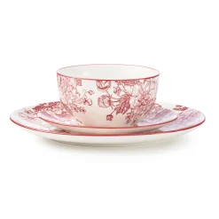 Everyday Dinnerware|Godinger Banbury Crimson Porcelain 12 Piece Dinnerware Set, Service For 4