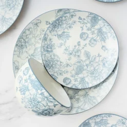 Everyday Dinnerware|Godinger Banbury Grey Porcelain 12 Piece Dinnerware Set, Service For 4