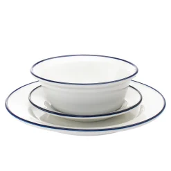 Everyday Dinnerware|Godinger Bistro Blue Rim Porcelain 16 Piece Dinnerware Set, Service For 4