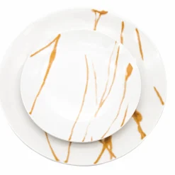 Everyday Dinnerware|Godinger Boulon Gold Porcelain 12 Piece Dinnerware Set, Service For 4