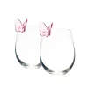 Stemless|Godinger Butterfly Blush Stemless Wine, Set of 2