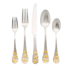 Flatware Sets|Godinger Buzz 24kt Gold Plated 18/10 Stainless Steel 20 Piece Flatware Set, Service For 4