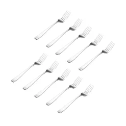 Flatware Sets|Godinger Chisel Matte 18/0 Stainless Steel Dinner Fork, Set of 10