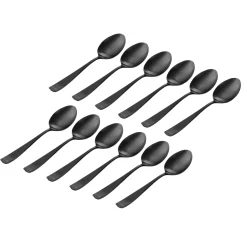 Flatware Sets|Godinger Chisel Matte Black 18/0 Stainless Steel Tablespoon, Set of 12