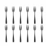 Flatware Sets|Godinger Chisel Matte Black 18/0 Stainless Steel Dinner Fork, Set of 12