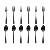 Flatware Sets|Godinger Chisel Matte Black 18/10 Stainless Steel 12 Piece Flatware Set, Service For 6