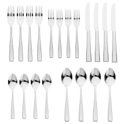 Flatware Sets|Godinger Chisel Mirrored 18/0 Stainless Steel 20 Piece Flatware Set, Service For 4