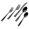 Flatware Sets|Godinger Chisel Mirrored Black 18/0 Stainless Steel 20 Piece Flatware Set, Service For 4