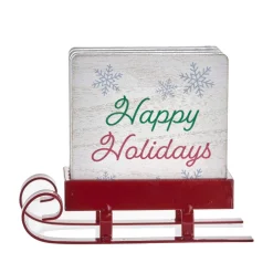 Coasters|Godinger Christmas Sleigh Coaster Set