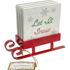 Coasters|Godinger Christmas Sleigh Coaster Set
