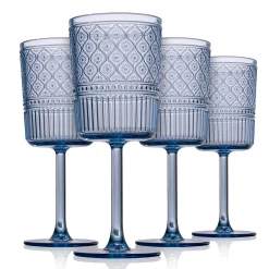 Acrylic|Godinger Claro Acrylic Blue Goblet, Set of 4