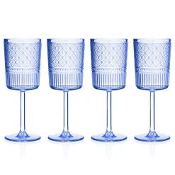 Acrylic|Godinger Claro Acrylic Blue Goblet, Set of 4