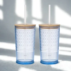 Acrylic|Godinger Claro Acrylic Blue Travel Tumbler, Set of 2