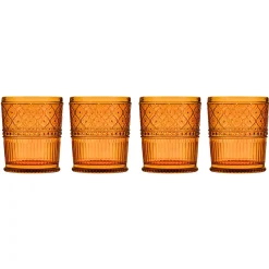 Dof & Highball|Godinger Claro Amber Double Old Fashion, Set of 4