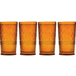 Dof & Highball|Godinger Claro Amber Highball, Set of 4