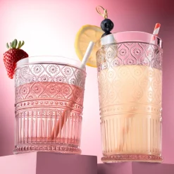 Acrylic|Dof & Highball|Godinger Claro Pink Acrylic Double Old Fashion, Set of 4