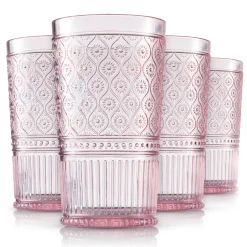 Acrylic|Dof & Highball|Godinger Claro Pink Acrylic Highball & Double Old Fashion, Set of 12