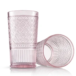 Acrylic|Dof & Highball|Godinger Claro Pink Acrylic Highball & Double Old Fashion, Set of 12
