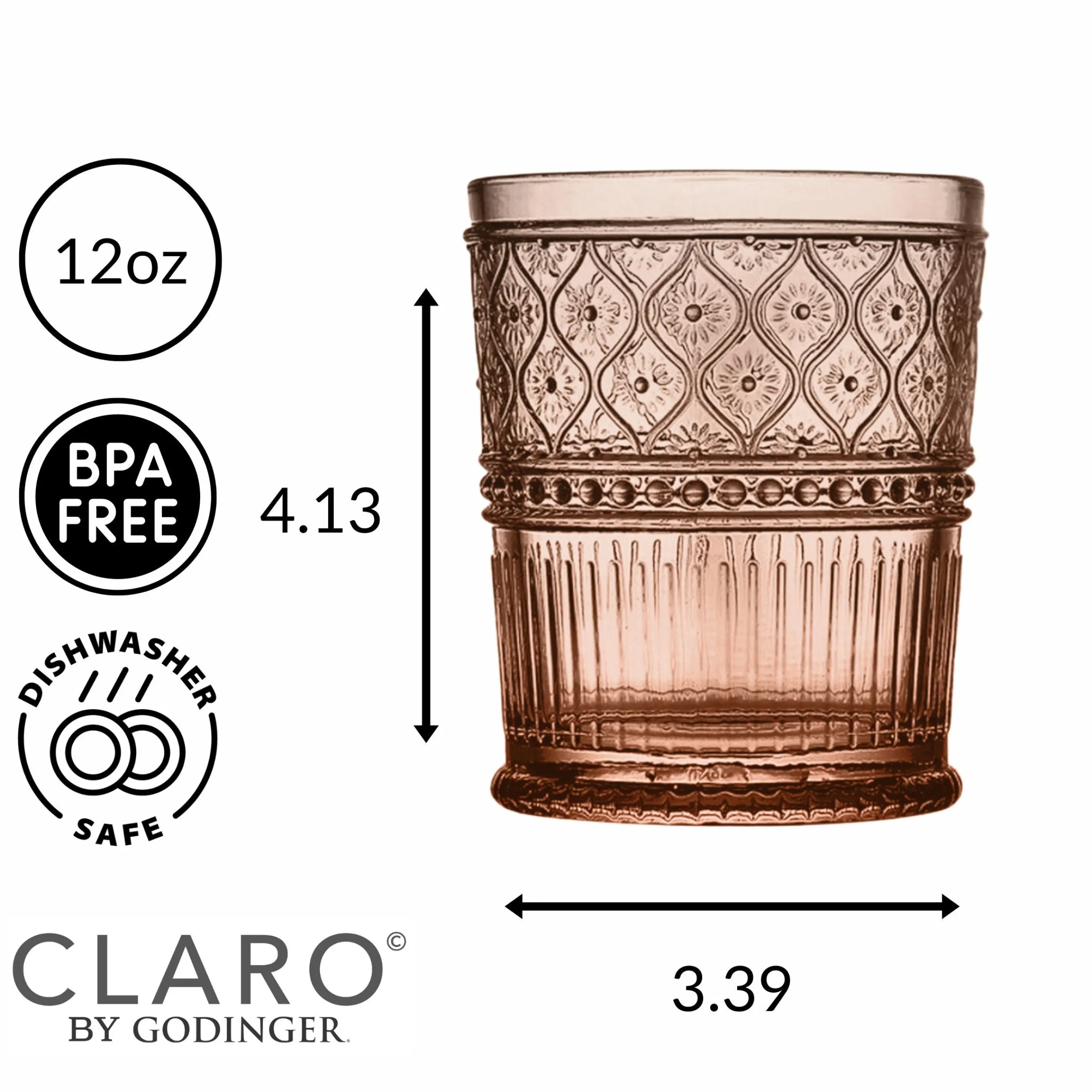 Dof & Highball|Godinger Claro Spice Double Old Fashion, Set of 4