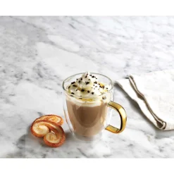 Mugs & Teacups|Godinger Coffee Double Wall Gold Handle Mug, Set of 2