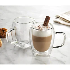 Mugs & Teacups|Godinger Contessa Cappuccino Double Wall Mug, Set of 2
