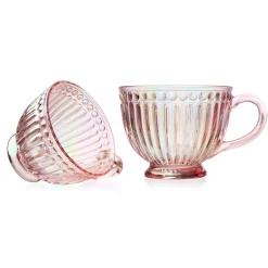 Mugs & Teacups|Godinger Cosmic Pink Luster Oversized Coffee Mug, Set of 2