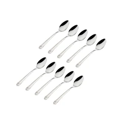 Flatware Sets|Godinger Crete Sandblast Mirrored 18/0 Stainless Steel Teaspoon, Set of 10