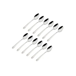 Flatware Sets|Godinger Crete Sandblast Mirrored 18/0 Stainless Steel Teaspoon, Set of 12