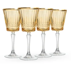Wine & Champagne|Godinger Cristine Amber Gold Rim Red Wine Glass, Set of 4