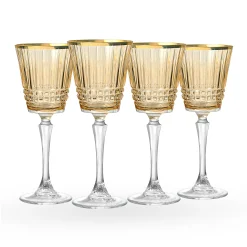 Wine & Champagne|Godinger Cristine Amber Gold Rim White Wine Glass, Set of 4