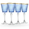 Wine & Champagne|Godinger Cristine Blue Gold Rim White Wine Glass, Set of 4