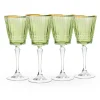 Wine & Champagne|Godinger Cristine Green Gold Rim Red Wine Glass, Set of 4