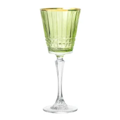 Wine & Champagne|Godinger Cristine Green Gold Rim White Wine Glass, Set of 4