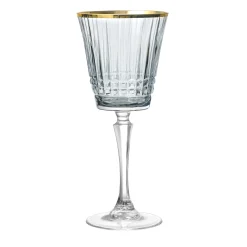 Wine & Champagne|Godinger Cristine Smoke Gold Rim White Wine Glass, Set of 4