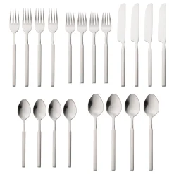 Flatware Sets|Godinger Cubit Matte 18/10 Stainless Steel 20 Piece Flatware Set, Service For 4