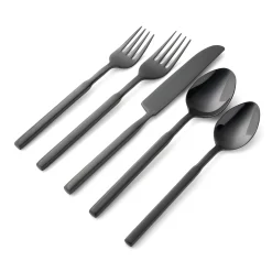 Flatware Sets|Godinger Cubit Matte Black 18/10 Stainless Steel 20 Piece Flatware Set, Service For 4