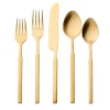 Flatware Sets|Godinger Cubit Matte Gold 18/10 Stainless Steel 20 Piece Flatware Set, Service For 4