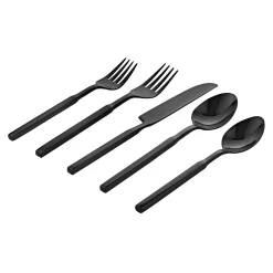 Flatware Sets|Godinger Cubit Mirror Black 18/10 Stainless Steel 20 Piece Flatware Set, Service For 4